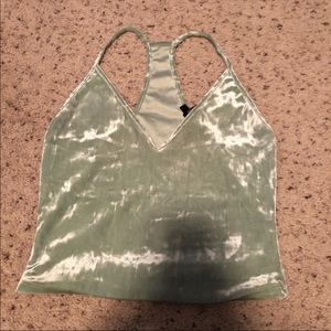 Green velvet crop top